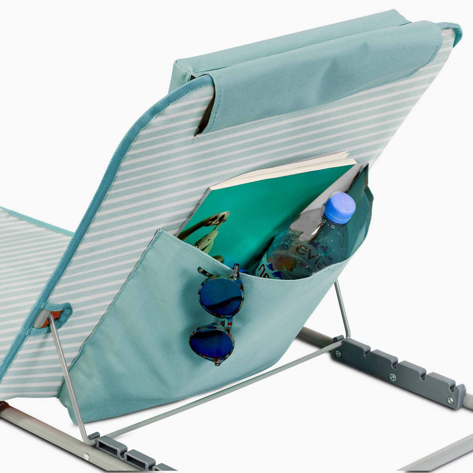 Lot de 2 matelas de plage pliants rayés inclinables 5 positions