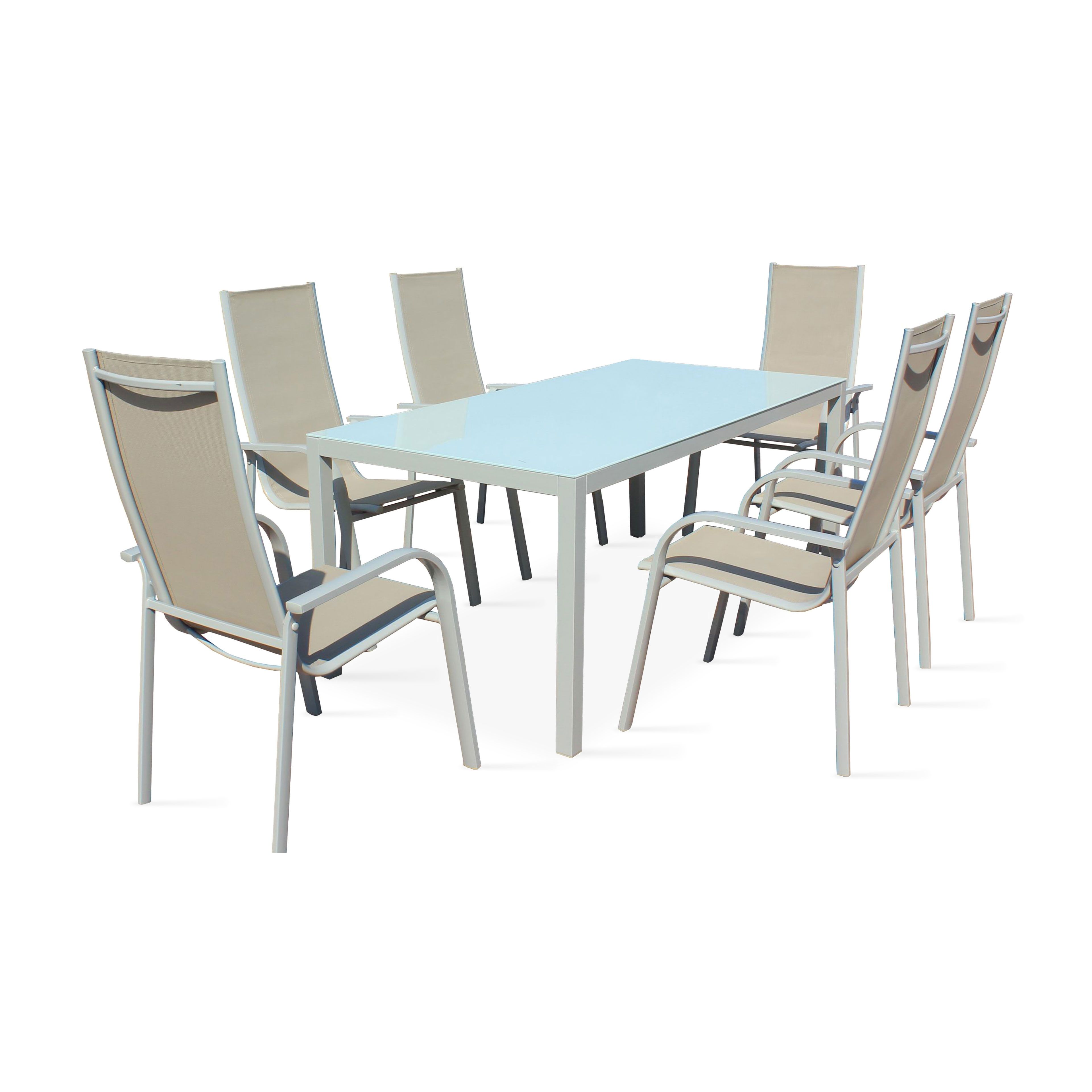 Salon de jardin 6 places aluminium et textilène