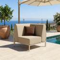 Salon de jardin modulable 6 places avec 3 chauffeuses, 1 fauteuil d'angle, 1 méridienne et 1 pouf