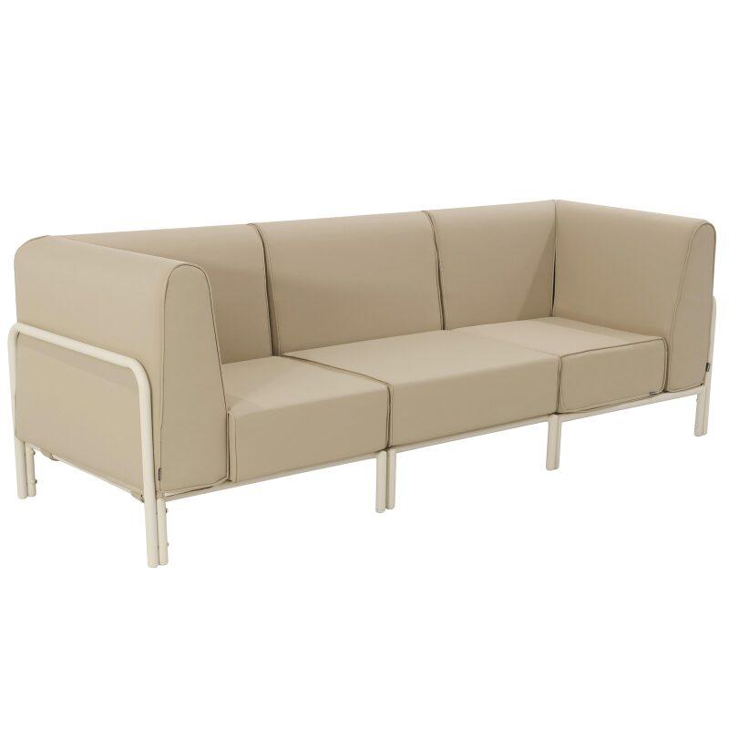 Salon de jardin modulable 3 places avec 1 chauffeuse et 2 fauteuils d'angle