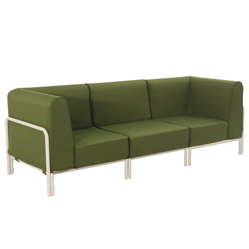 Salon de jardin modulable 3 places avec 1 chauffeuse et 2 fauteuils d'angle