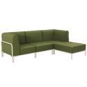 Salon de jardin modulable 4 places avec 1 chauffeuse, 2 fauteuils d'angle et 1 pouf