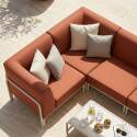 Salon de jardin modulable 4 places avec 1 chauffeuse, 2 fauteuils d'angle et 1 pouf