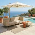 Salon de jardin modulable 4 places avec 1 chauffeuse, 2 fauteuils d'angle et 1 pouf