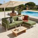 Salon de jardin modulable 4 places avec 1 chauffeuse, 2 fauteuils d'angle et 1 pouf