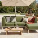 Salon de jardin modulable 4 places avec 1 chauffeuse, 2 fauteuils d'angle et 1 pouf