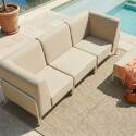 Salon de jardin modulable 4 places avec 1 chauffeuse, 2 fauteuils d'angle et 1 pouf