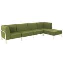Salon de jardin modulable 5 places avec 2 chauffeuses, 2 fauteuils d'angle et 1 pouf