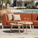 Salon de jardin modulable 5 places avec 2 chauffeuses, 2 fauteuils d'angle et 1 pouf