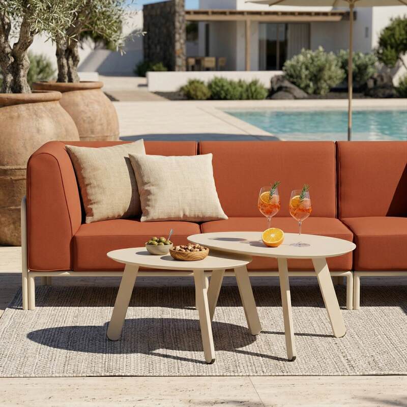 Salon de jardin modulable 5 places avec 2 chauffeuses, 2 fauteuils d'angle et 1 pouf (3/7)