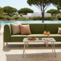Salon de jardin modulable 5 places avec 2 chauffeuses, 2 fauteuils d'angle et 1 pouf