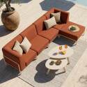 Salon de jardin modulable 5 places avec 2 chauffeuses, 2 fauteuils d'angle et 1 pouf