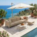 Salon de jardin modulable 5 places avec 2 chauffeuses, 2 fauteuils d'angle et 1 pouf