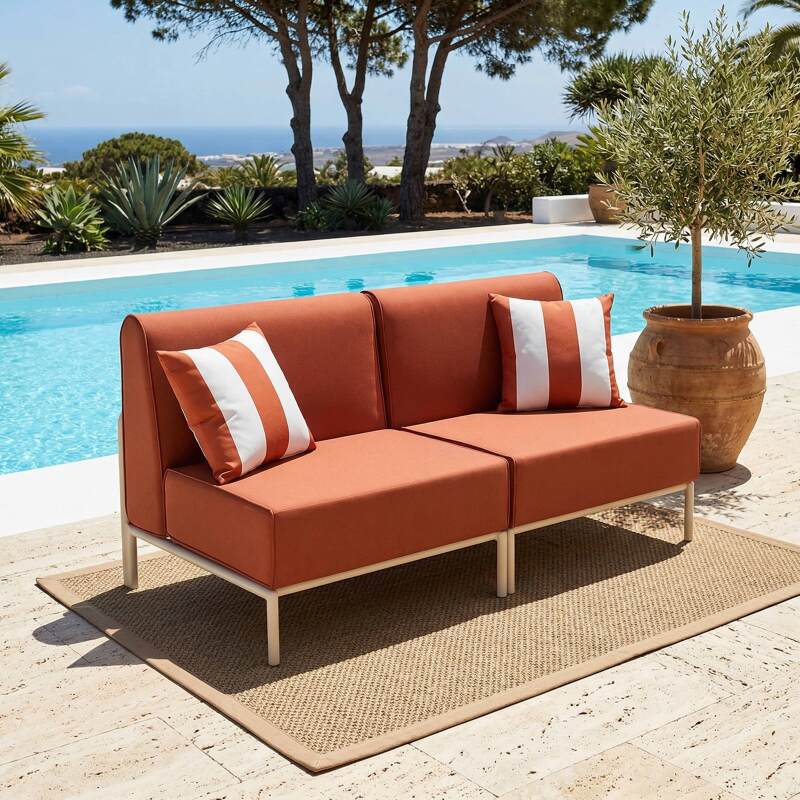 Salon de jardin modulable 2 places avec 2 chauffeuses