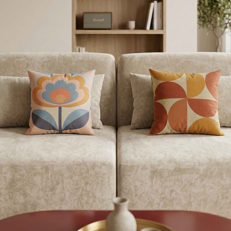 Canapé modulable 2 places en tissu avec coussins (3/8)