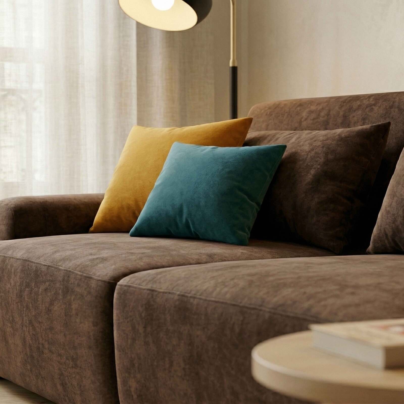 Canapé modulable 2 places en tissu avec coussins