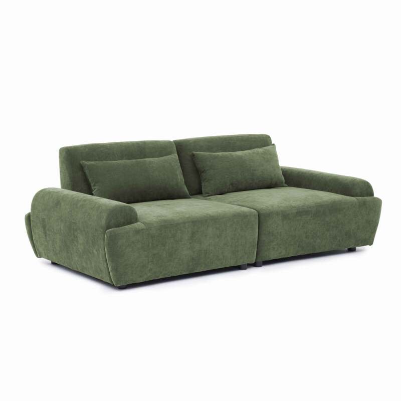 Canapé modulable 2 places en tissu avec coussins