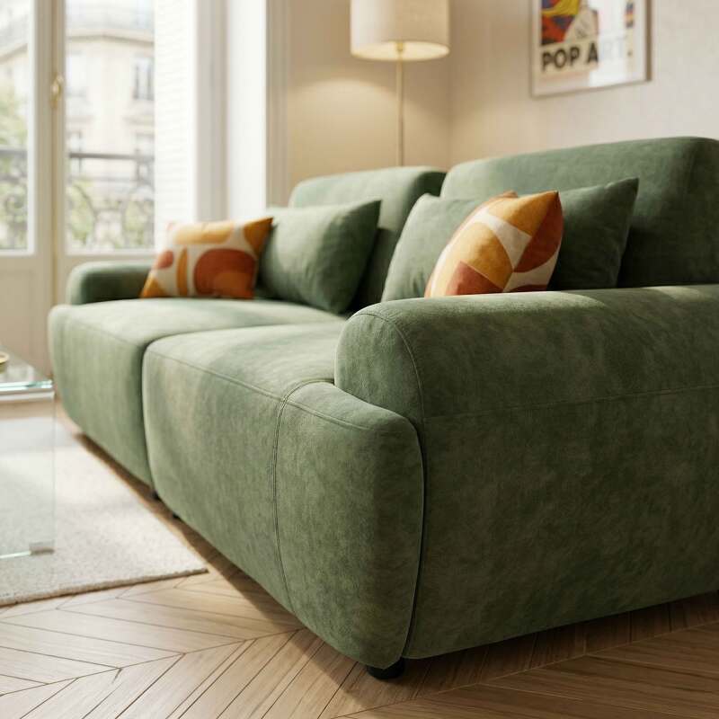 Canapé modulable 2 places en tissu avec coussins (3/7)