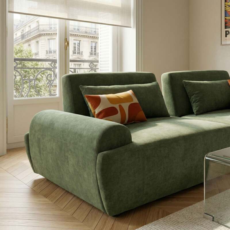 Canapé modulable 2 places en tissu avec coussins (2/7)