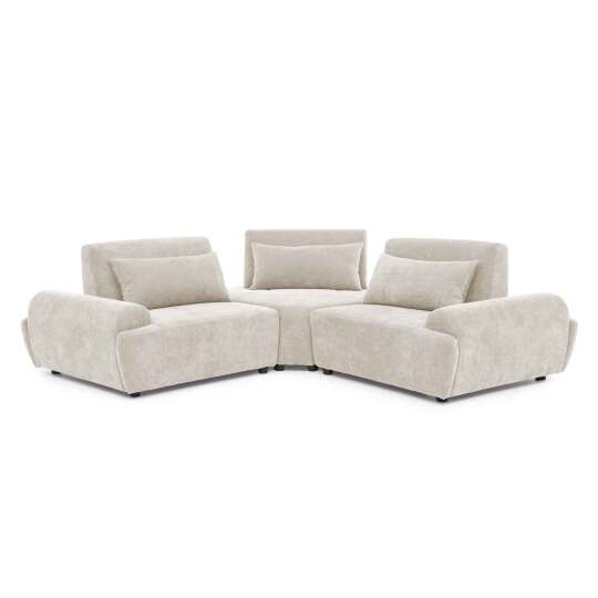 Canapé modulable d'angle 3 places en tissu avec coussins dossier ajustable | Oviala