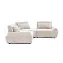Canapé modulable d'angle 3 places en tissu avec coussins