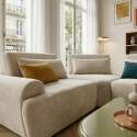 Canapé modulable d'angle 3 places en tissu avec coussins