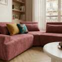 Canapé modulable d'angle 3 places en tissu avec coussins