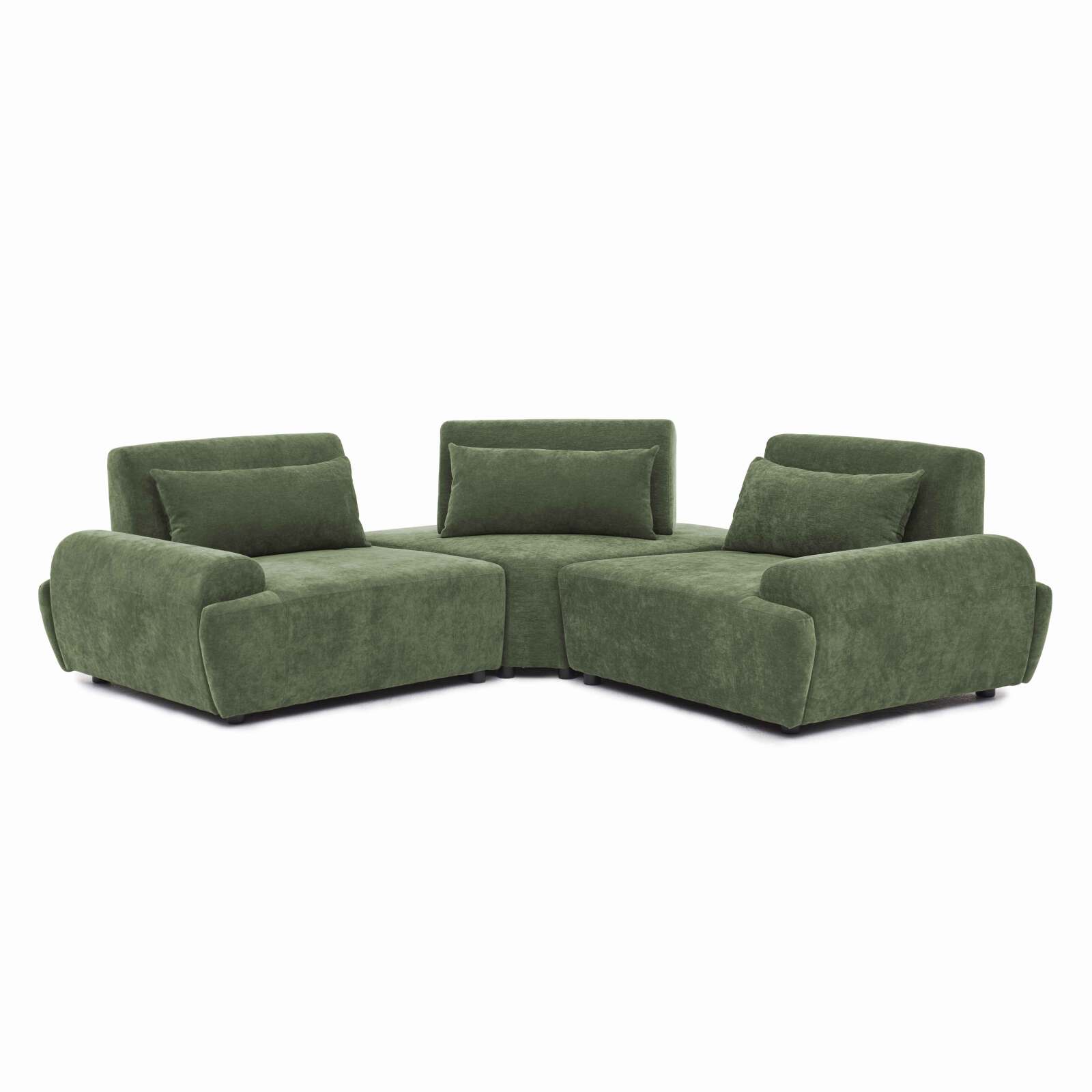 Canapé modulable d'angle 3 places en tissu avec coussins
