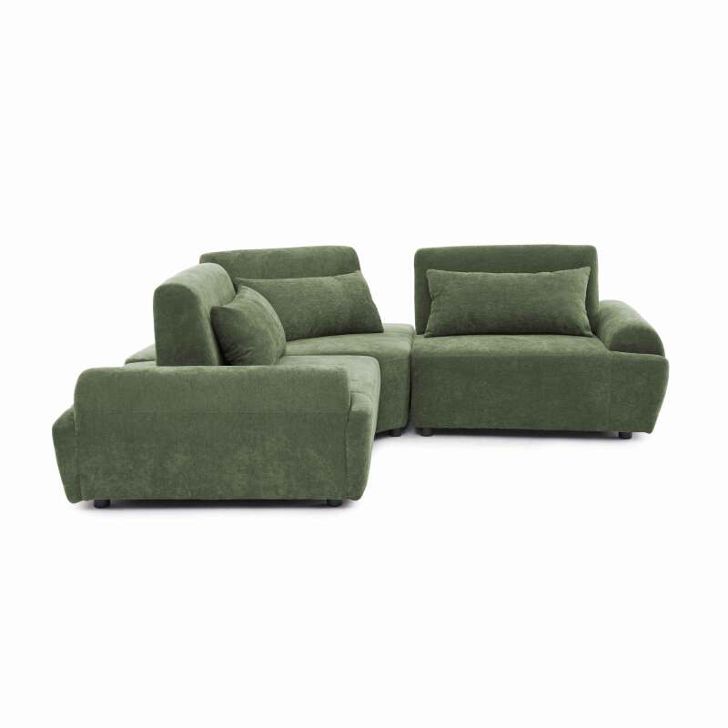 Canapé modulable d'angle 3 places en tissu avec coussins