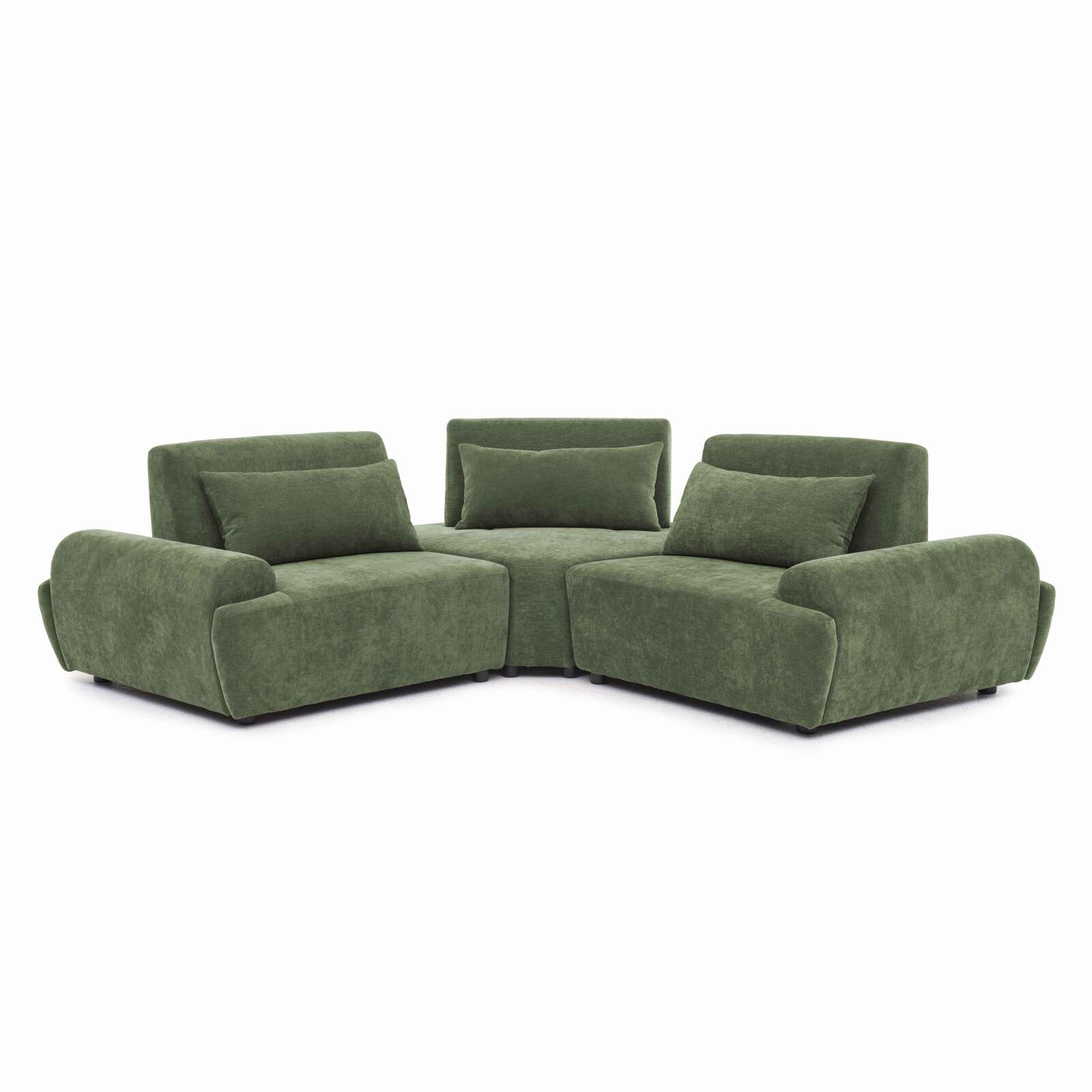 Canapé modulable d'angle 3 places en tissu avec coussins