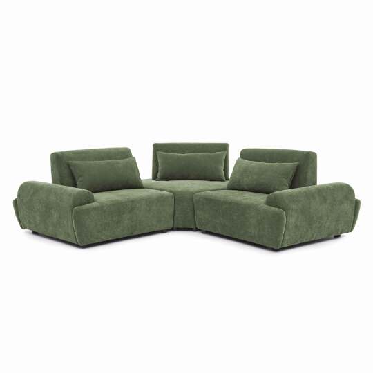 Canapé modulable d'angle 3 places en tissu avec coussins dossier ajustable | Oviala