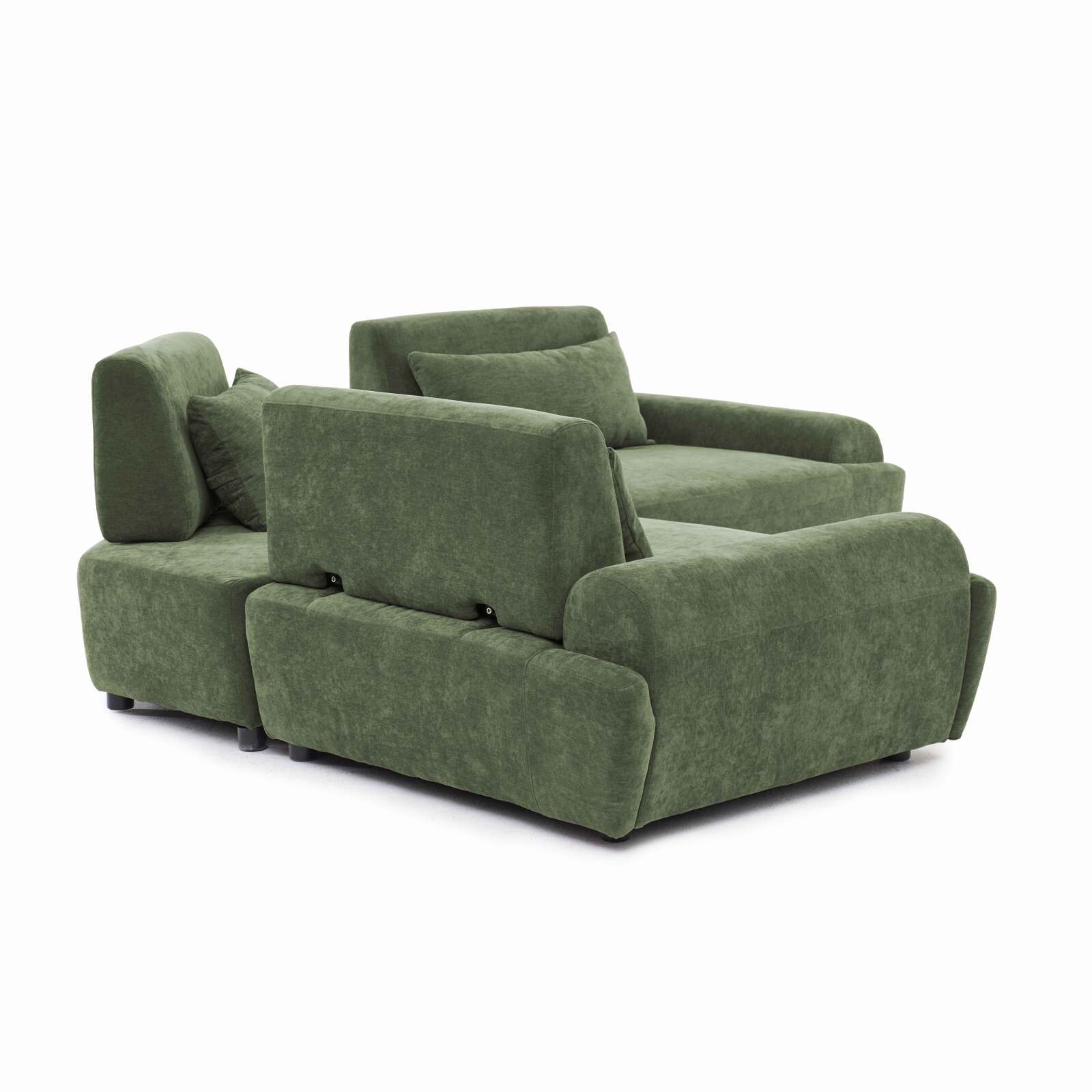 Canapé modulable d'angle 3 places en tissu avec coussins