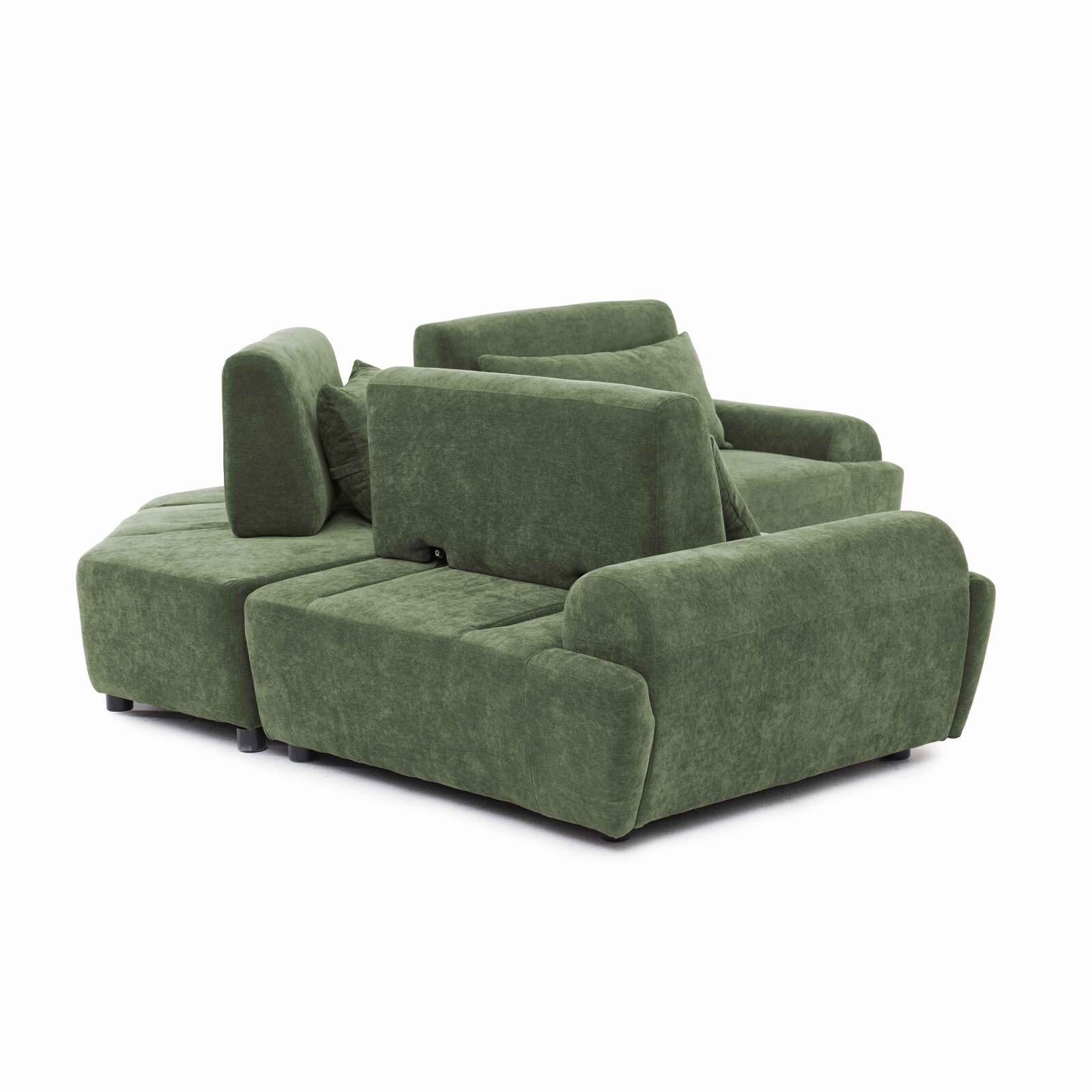 Canapé modulable d'angle 3 places en tissu avec coussins