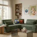 Canapé modulable d'angle 3 places en tissu avec coussins
