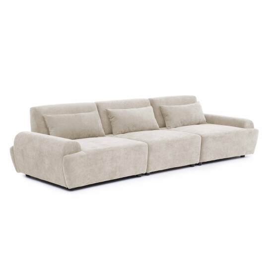 Canapé modulable 3 places en tissu avec coussins dossier ajustable | Oviala
