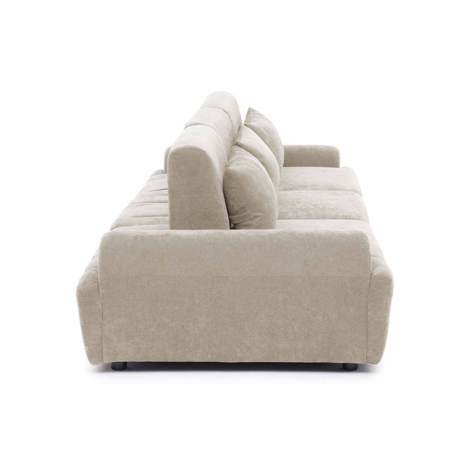 Canapé modulable 3 places en tissu avec coussins