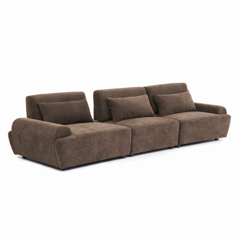 Canapé modulable 3 places en tissu avec coussins (6/7)