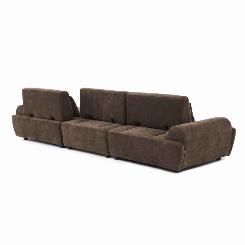 Canapé modulable 3 places en tissu avec coussins (4/7)