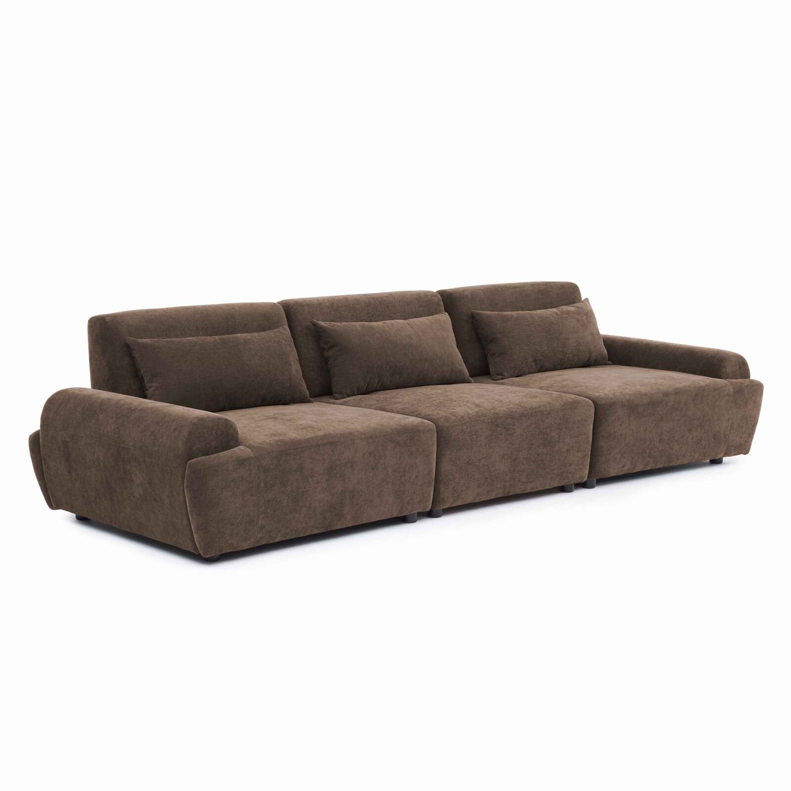 Canapé modulable 3 places en tissu avec coussins