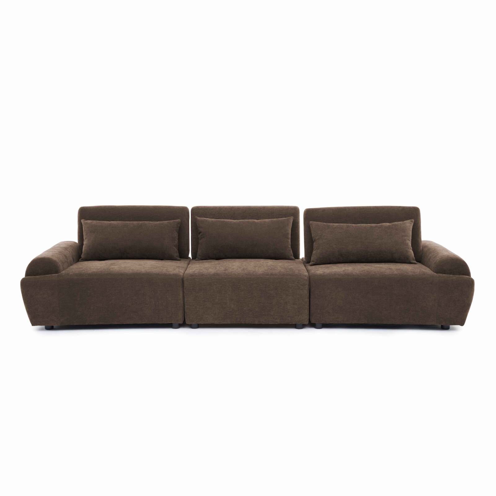Canapé modulable 3 places en tissu avec coussins