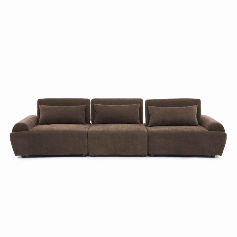 Canapé modulable 3 places en tissu avec coussins (5/7)