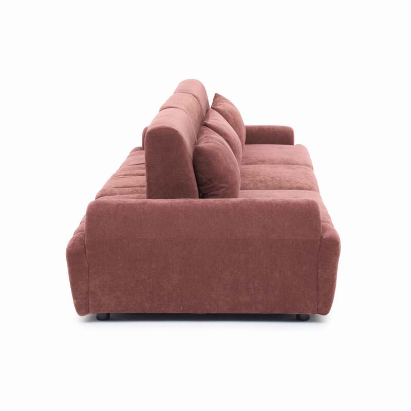 Canapé modulable 3 places en tissu avec coussins