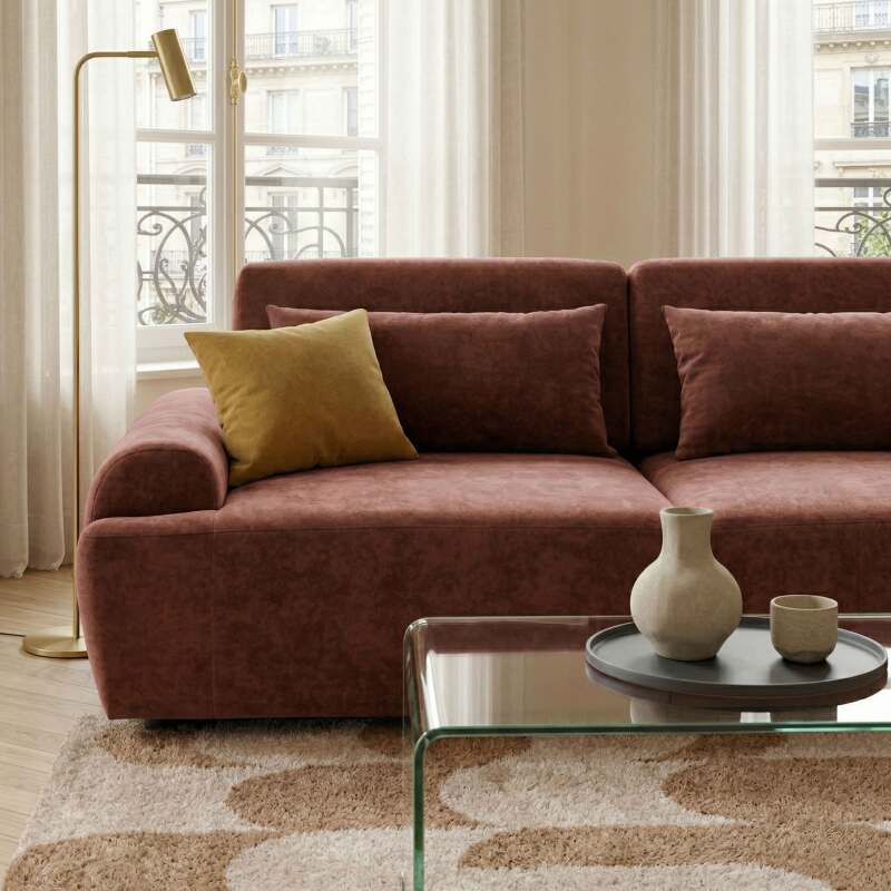 Canapé modulable 3 places en tissu avec coussins (2/8)