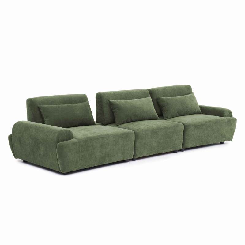 Canapé modulable 3 places en tissu avec coussins (6/8)