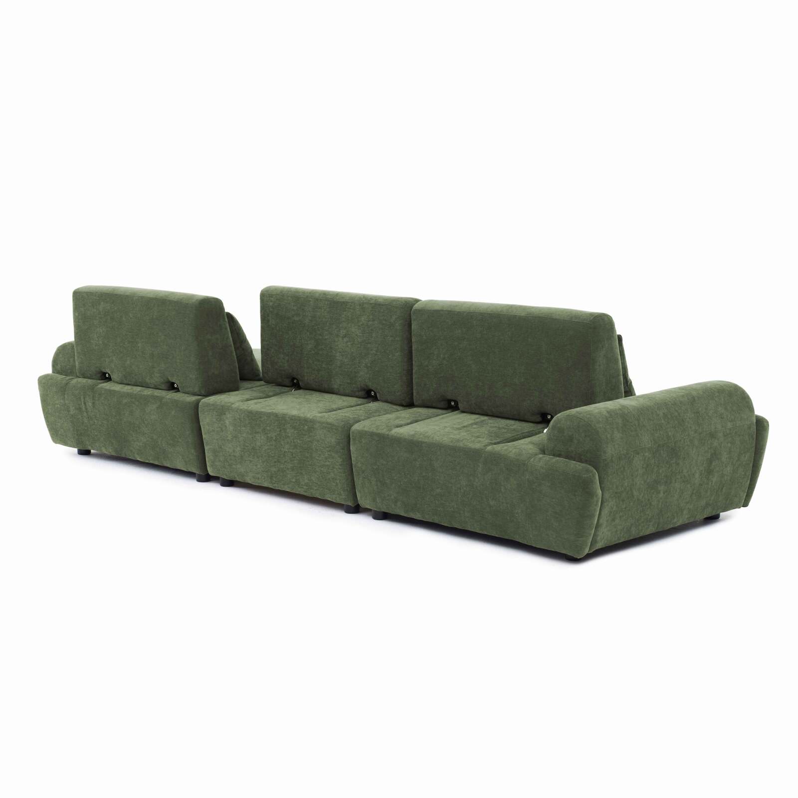 Canapé modulable 3 places en tissu avec coussins