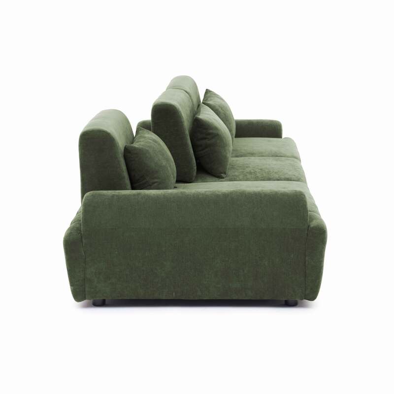 Canapé modulable 3 places en tissu avec coussins