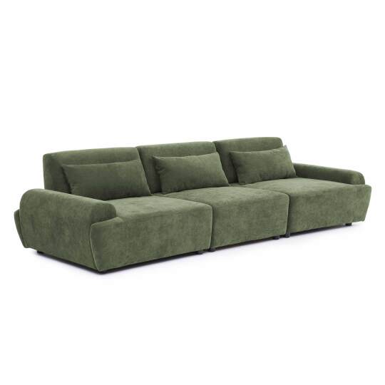 Canapé modulable 3 places en tissu avec coussins dossier ajustable | Oviala