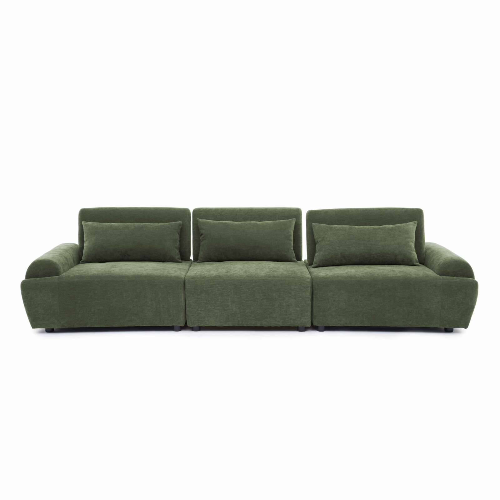 Canapé modulable 3 places en tissu avec coussins