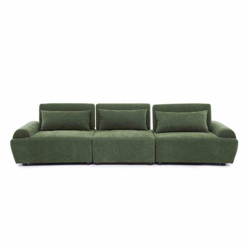 Canapé modulable 3 places en tissu avec coussins (7/8)