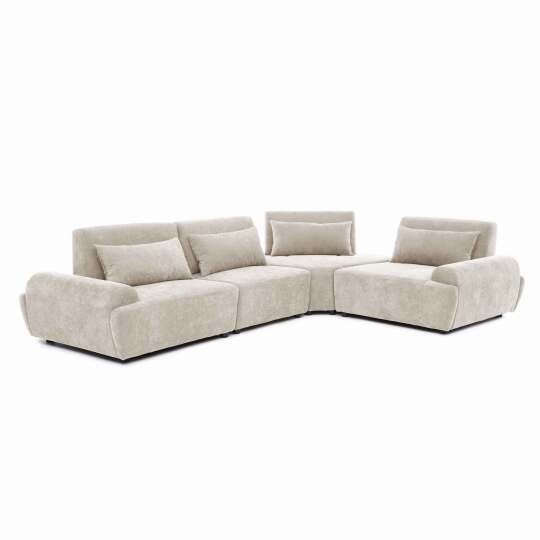 Canapé modulable d'angle 4 places en tissu avec coussins dossier ajustable | Oviala